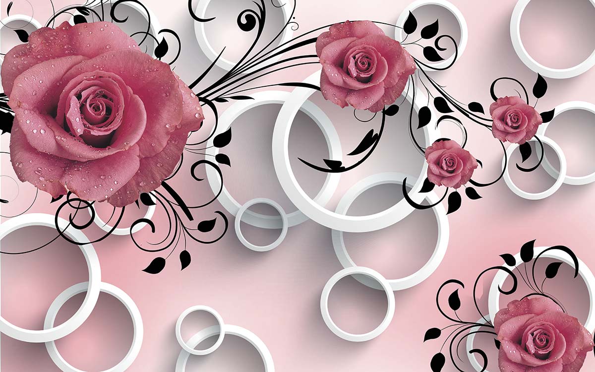 A wallpaper with roses and rings