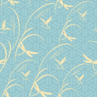 Yellow Pattern Dragonfly on Blue Background Wallpaper for Home