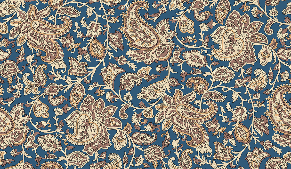 A blue and tan paisley pattern
