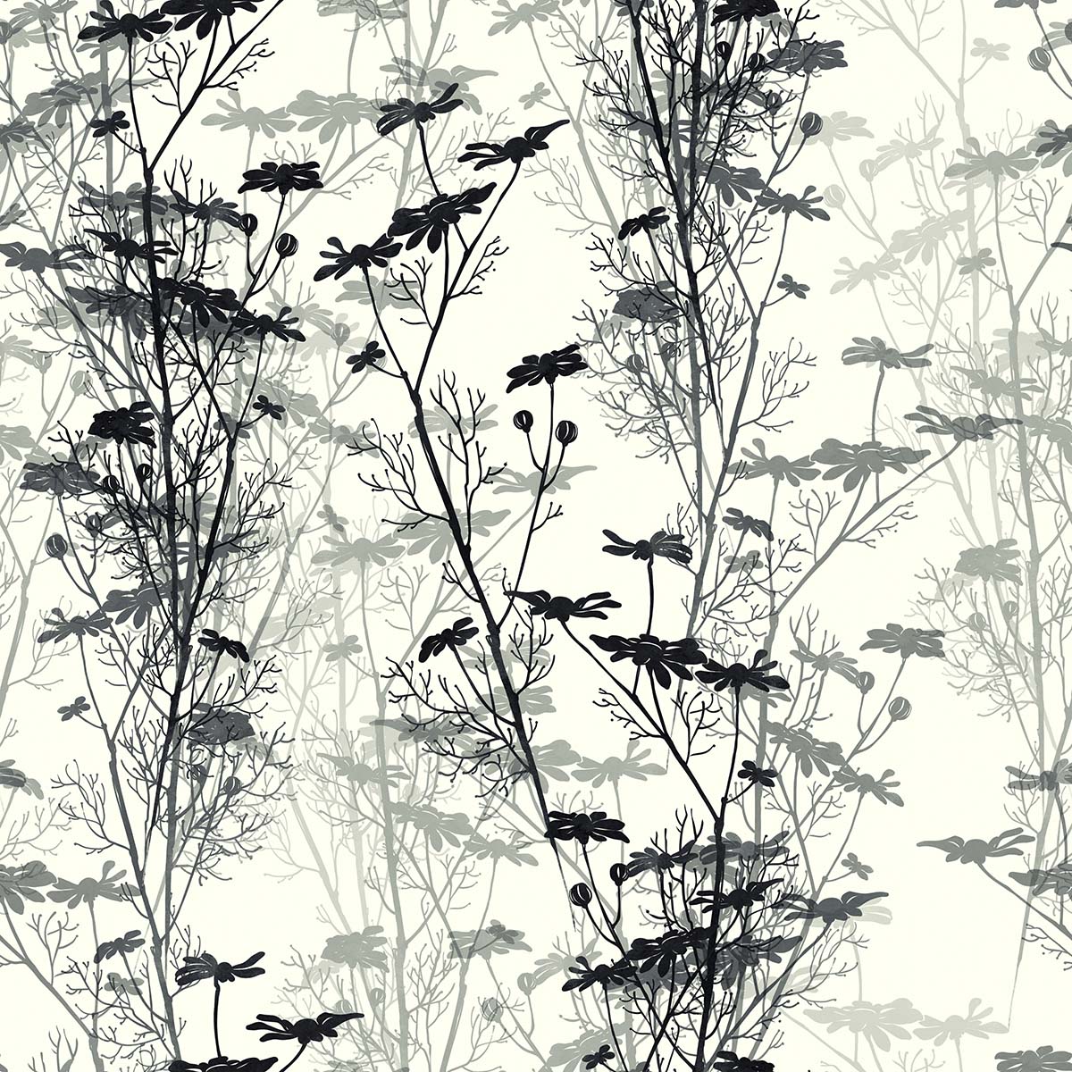 A pattern of flowers and branches