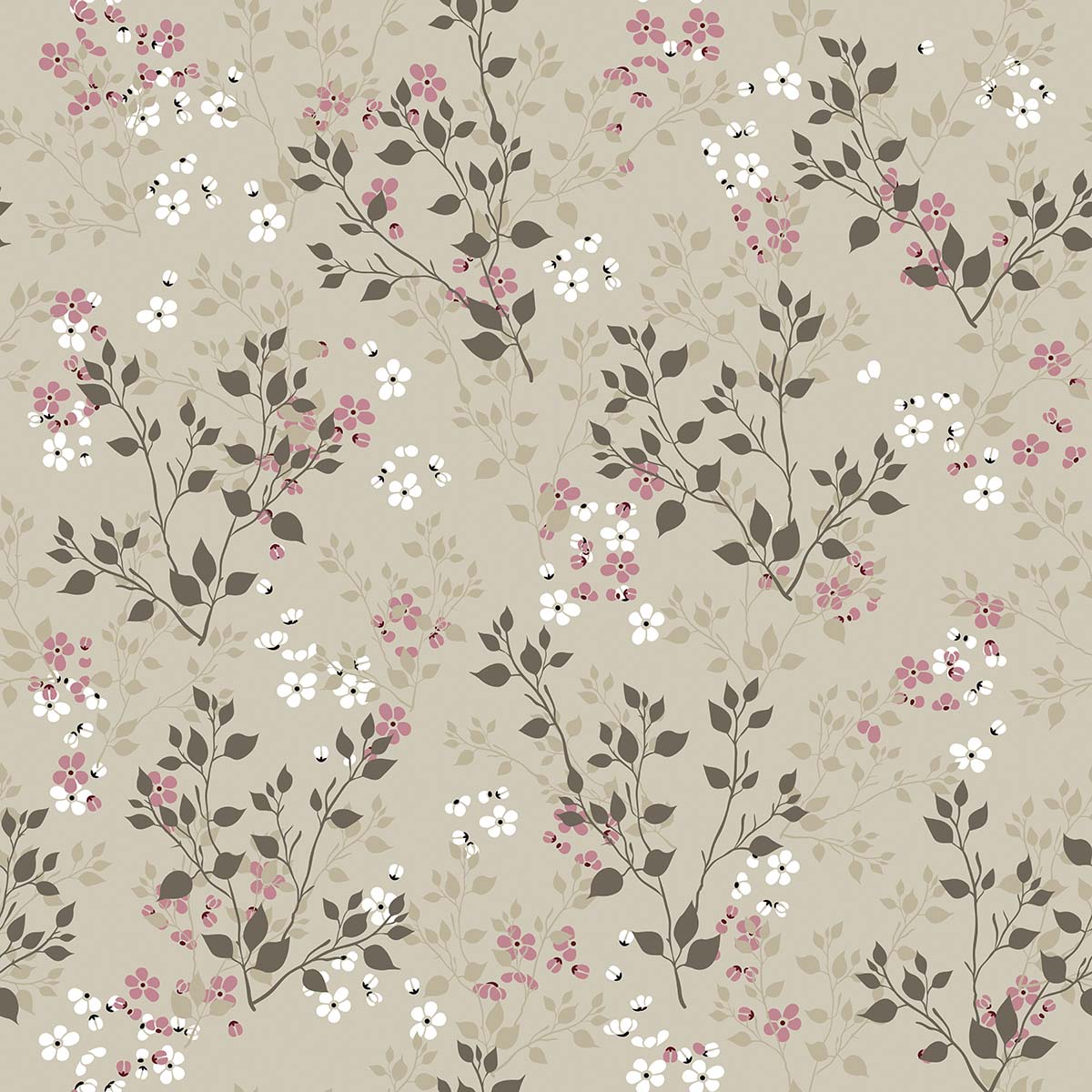 A pattern of flowers and leaves