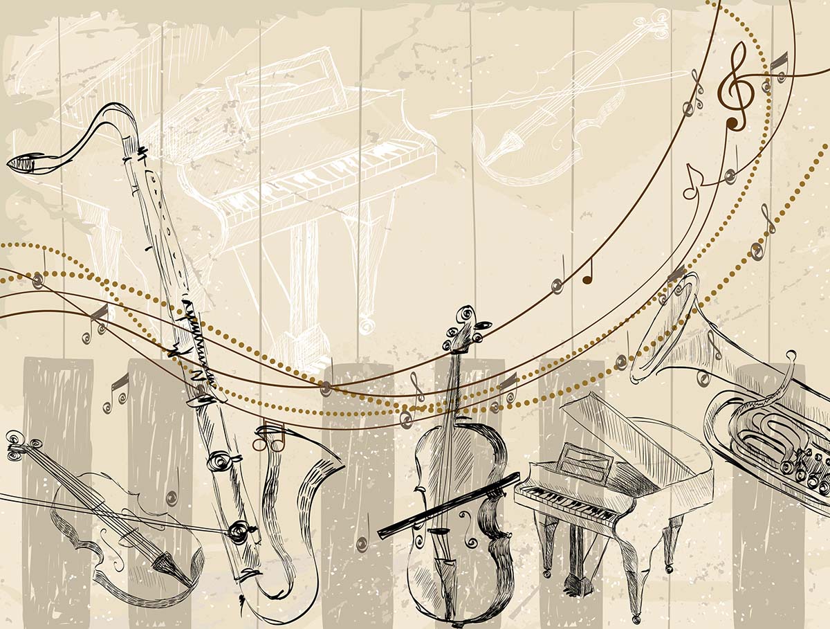 Musical Instruments Wallpaper for Walls