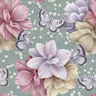 Colorful Flower and Butterflies Wallpaper for Home