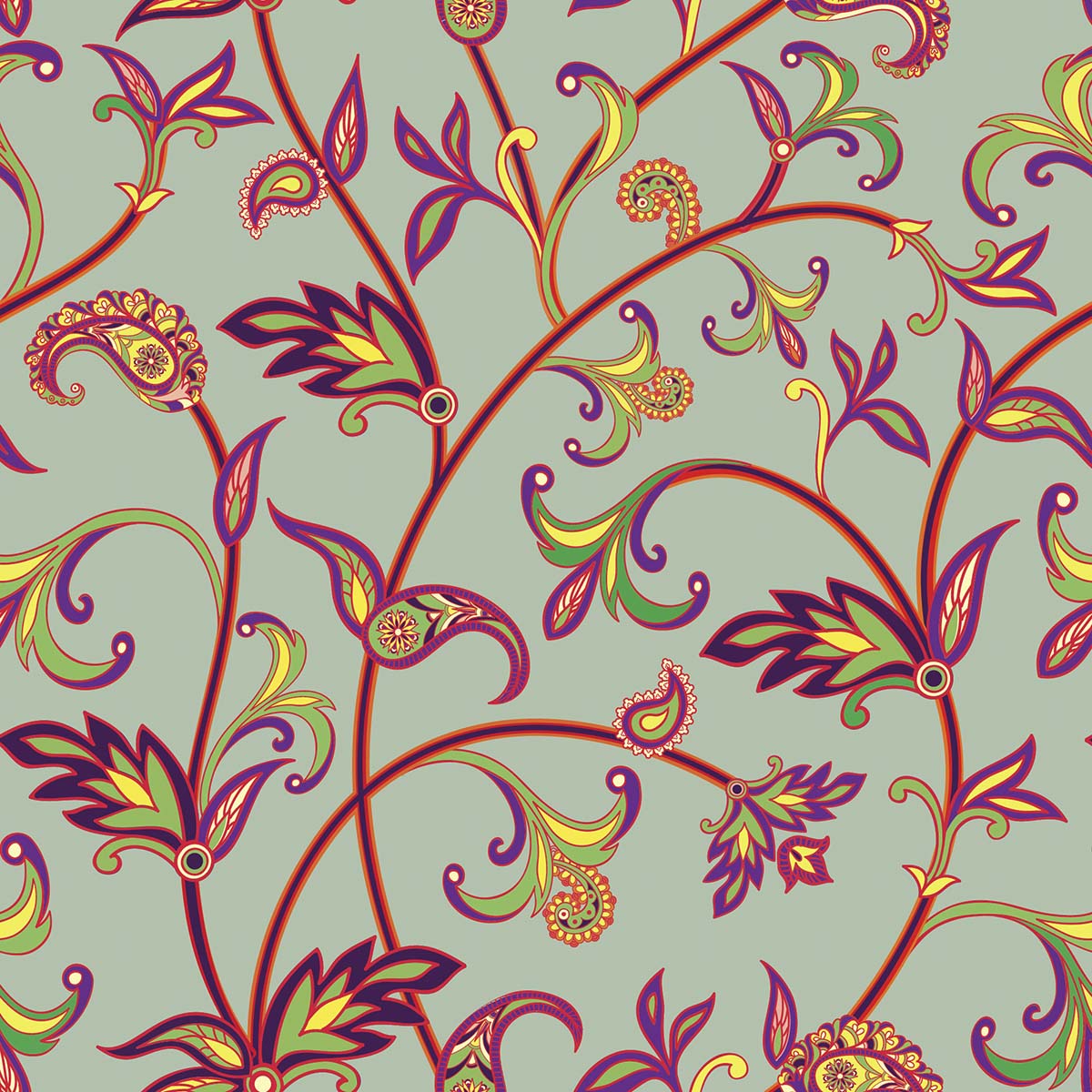 A colorful floral pattern on a grey background