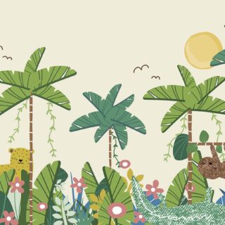 Animals in Jungle wallpaper for Childrens Room Wall