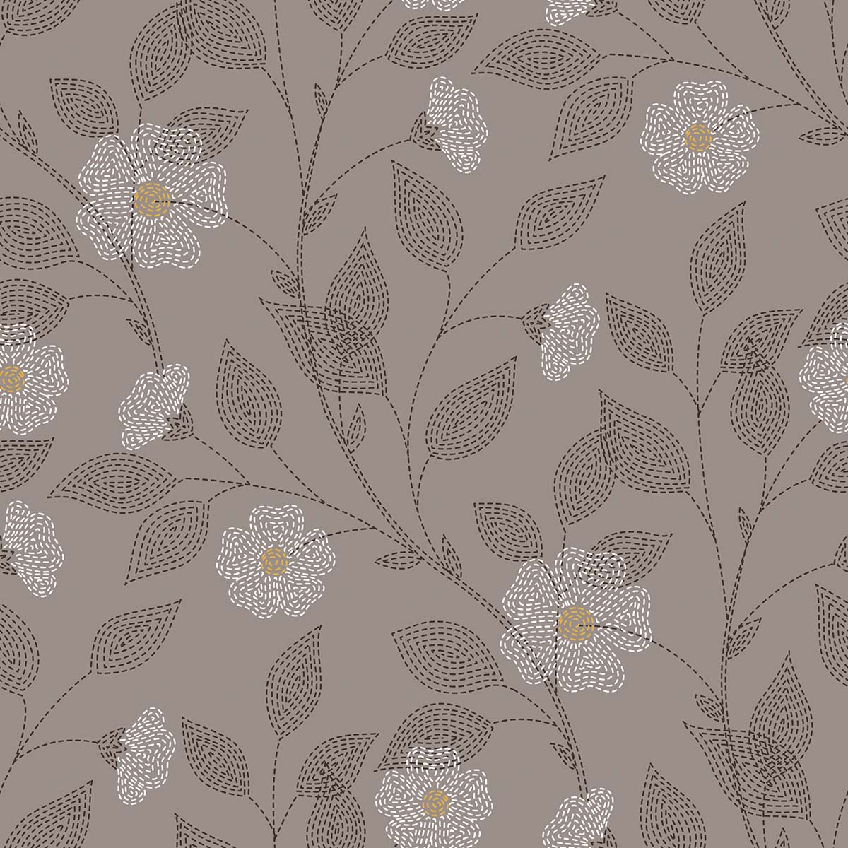 A pattern of flowers and leaves