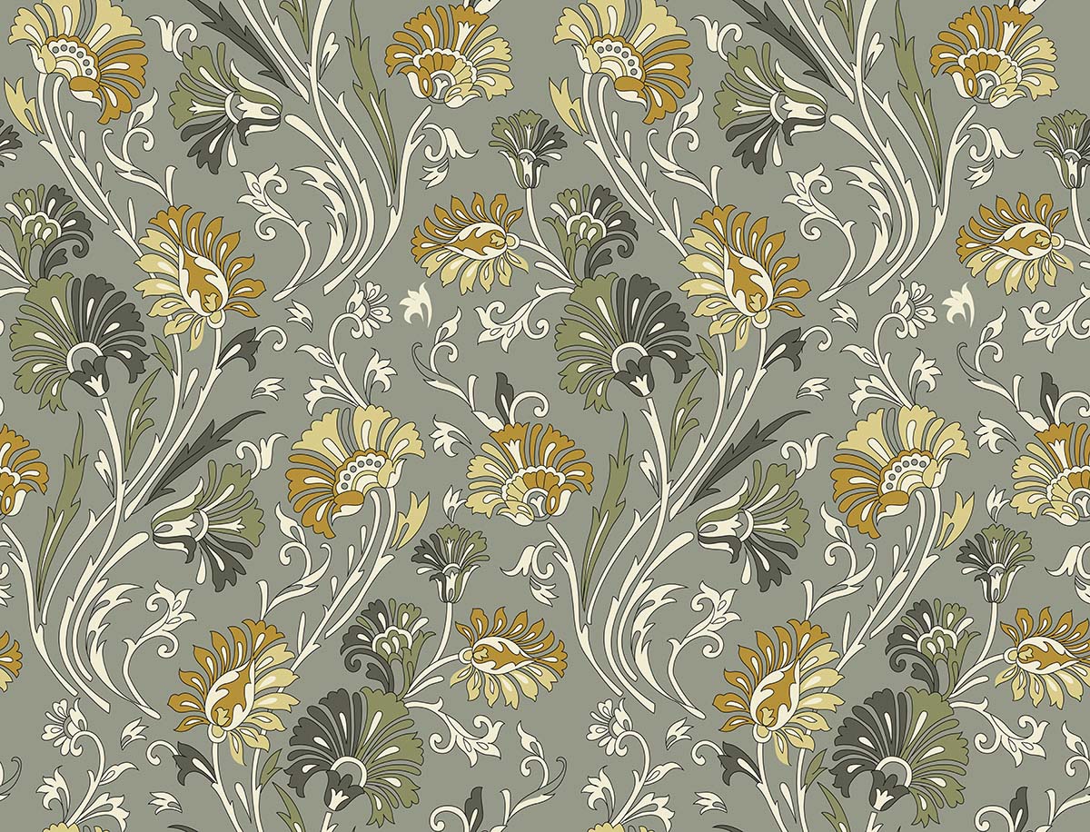 A pattern of flowers on a grey background