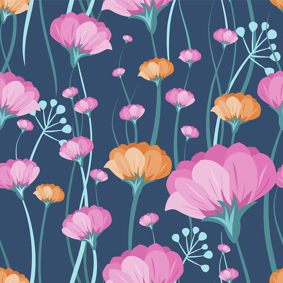 A colorful flowers on a blue background