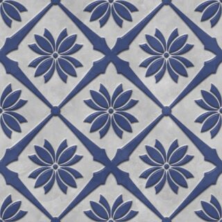 Blue and White Patterned Floral 3D Wallpaper