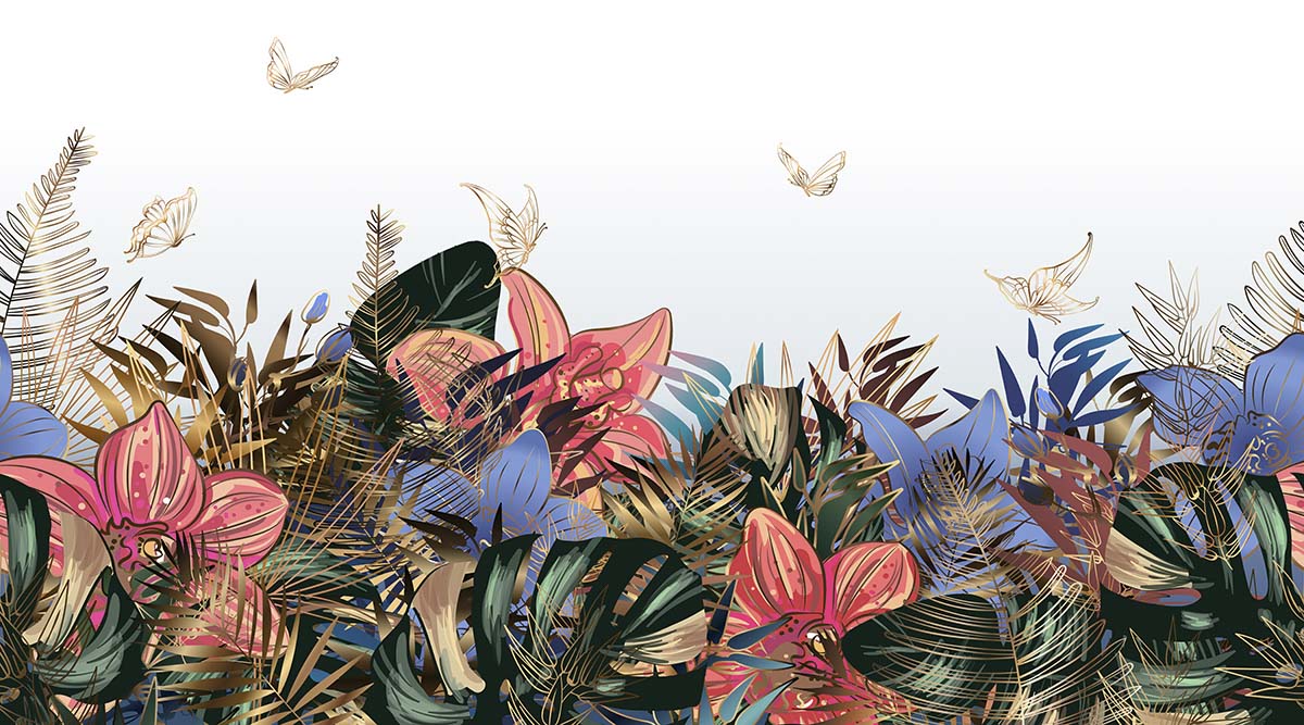 A colorful floral arrangement with butterflies