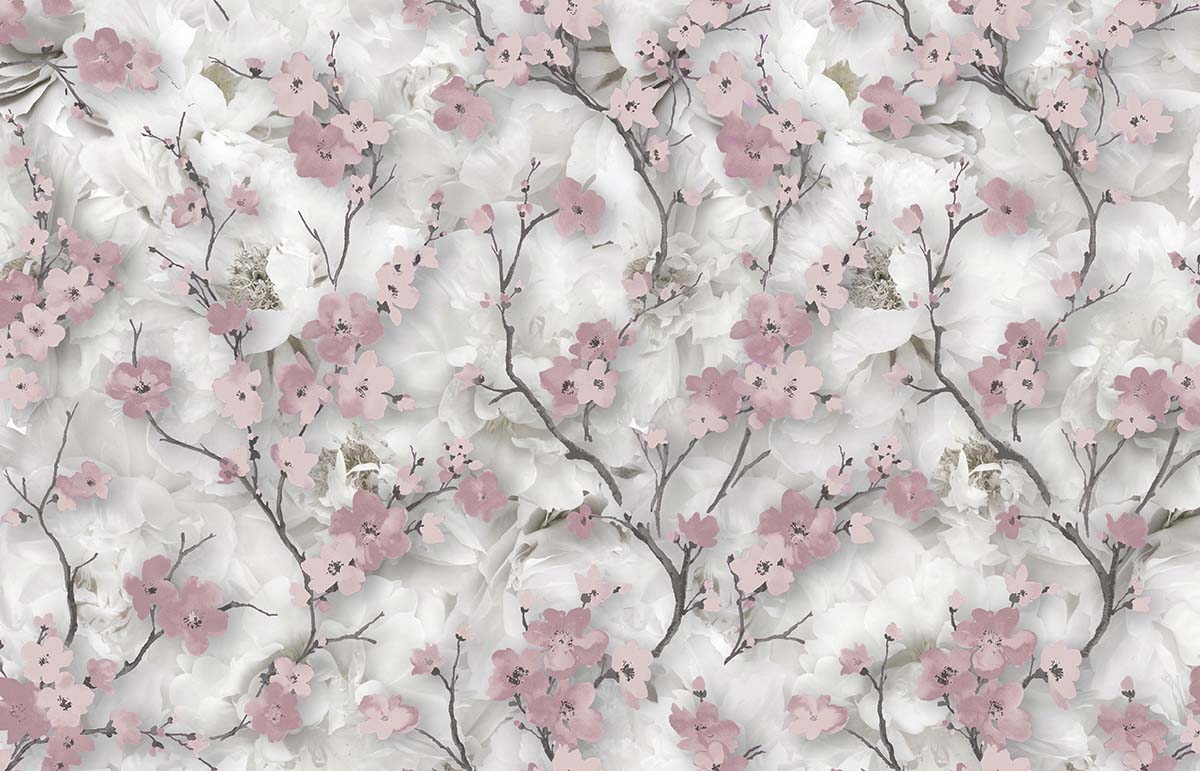 A pattern of pink flowers