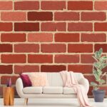 A brick wall with a tan border