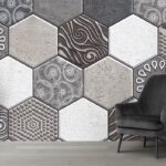 3D Hexagon Grey and White Wallpaper for Wall