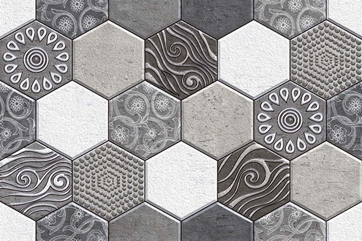 3D Hexagon Grey and White Wallpaper for Wall
