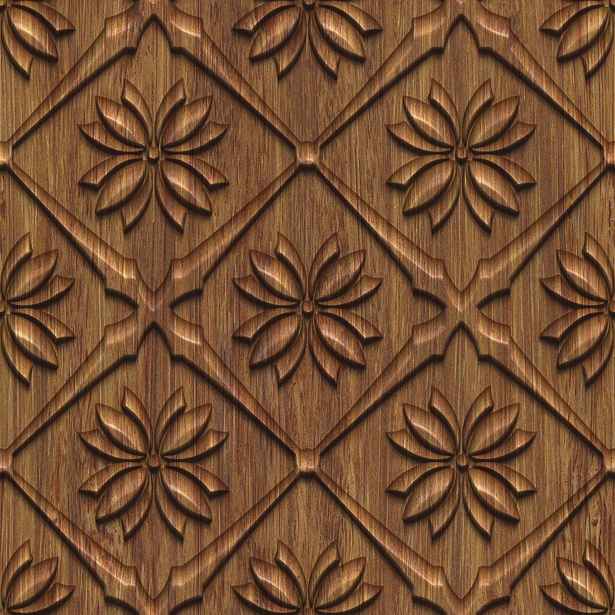 A wood carving with a pattern