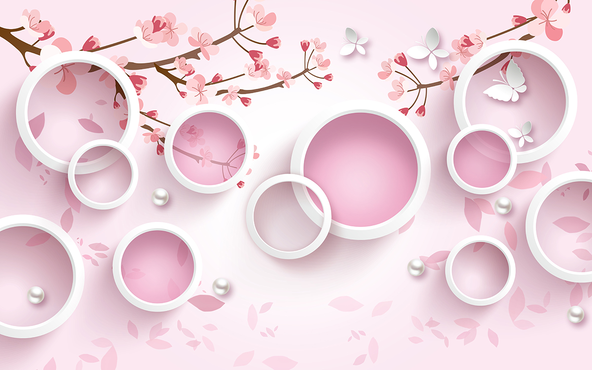 A wallpaper with circles and flowers