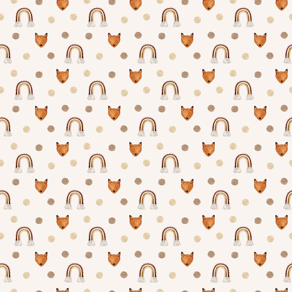 A pattern of fox and rainbows