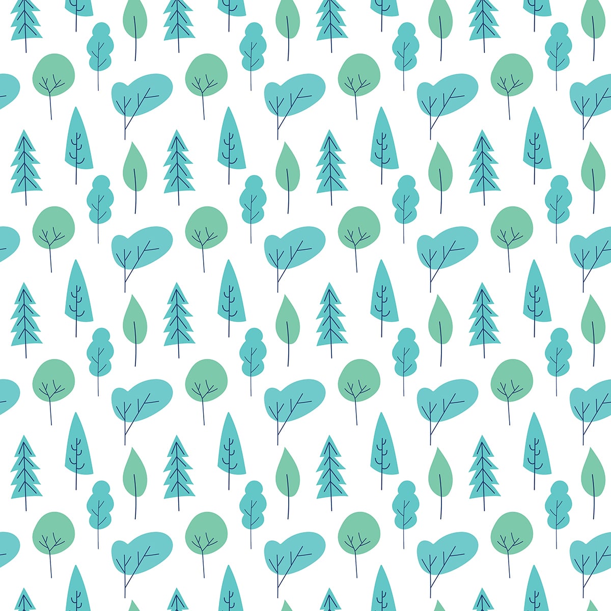 A pattern of trees on a white background