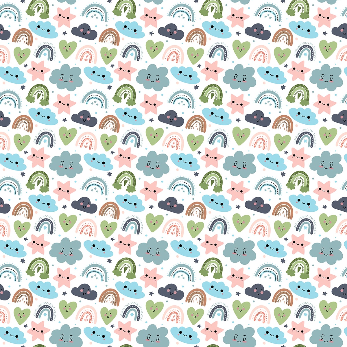 A pattern of cartoon characters