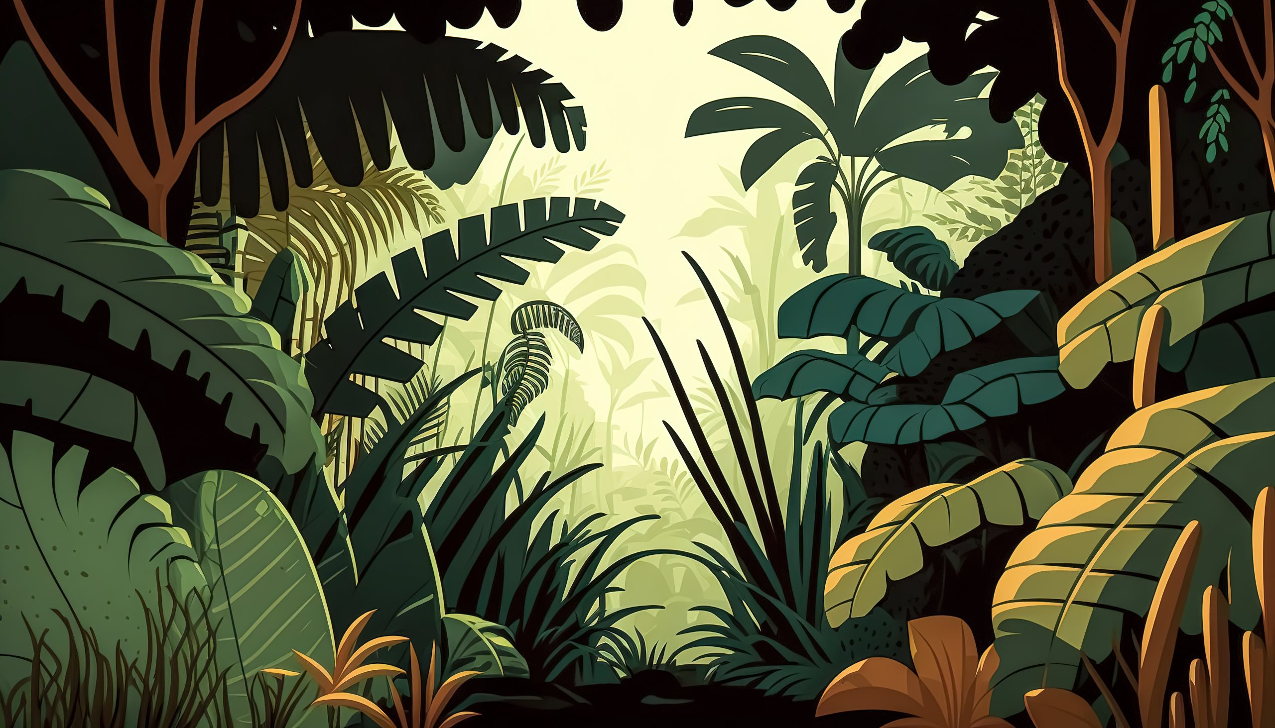 Tropical Forest Wallpaper for Wall - Light Green