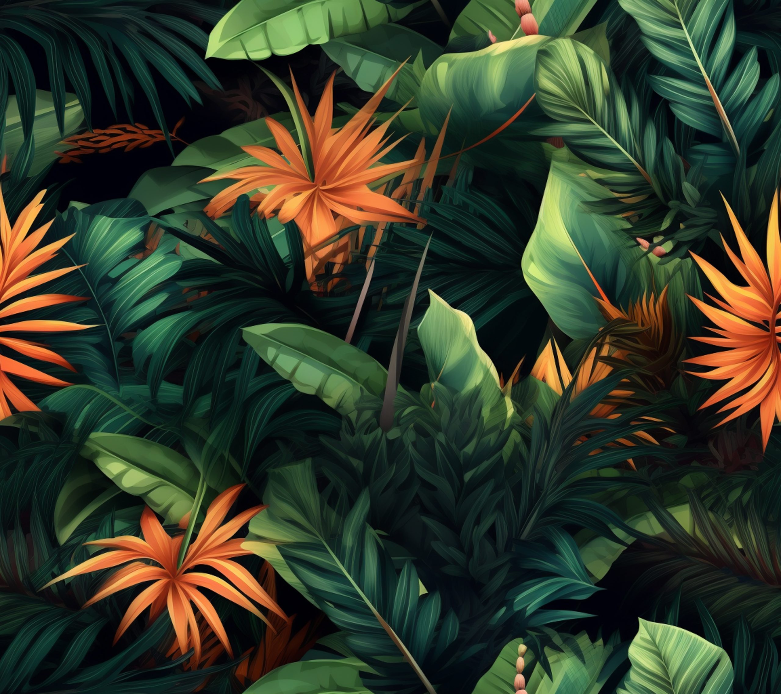 Tropical Wallpaper for Walls - Dark Green